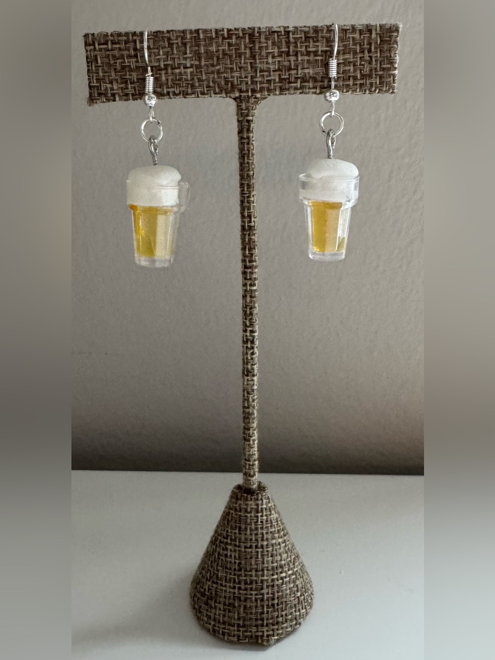 Beer Glass Dangle Earrings | Novelty Bar Statement Jewelry - Picture 1 of 1